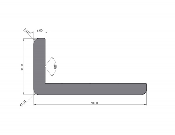 Aluminum profile M W 60x30x6 E I type